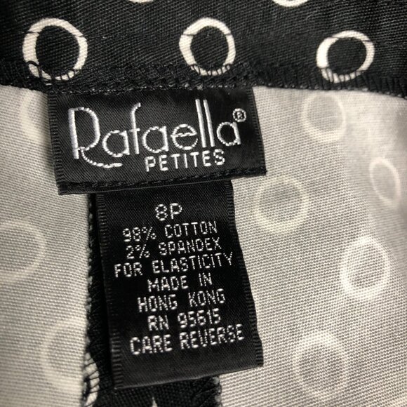 Rafaella Crop Pants Womens Size 8P Black White Circles Pull On Stretch Capri - Picture 4 of 6